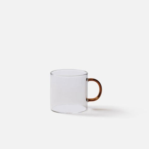 Citta :: Glass Clear + Amber Handle Mug