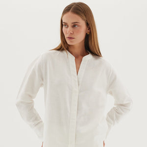Cloth & Co :: The Collarless Shirt - White