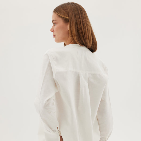 Cloth & Co :: The Collarless Shirt - White