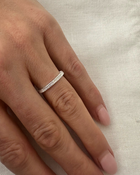 TAK :: Sterling Silver Full Brush Stacker Ring