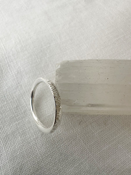 TAK :: Sterling Silver Part Brush Stacking Ring