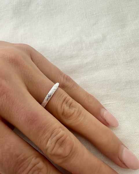 TAK :: Sterling Silver Part Brush Stacking Ring