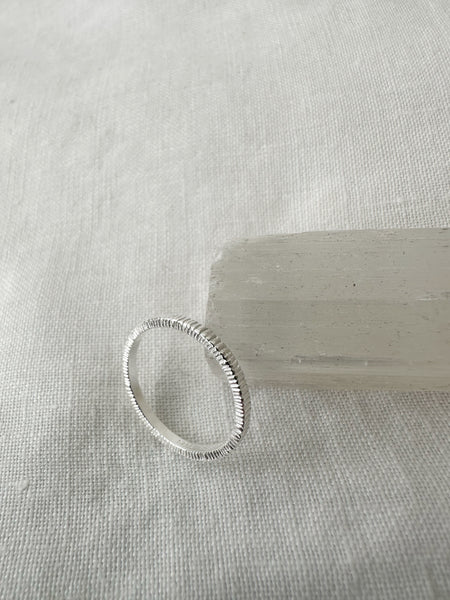 TAK :: Sterling Silver Full Brush Stacker Ring