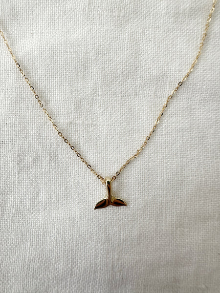 TAK :: Solid Gold Whale Tail Necklace and Charm