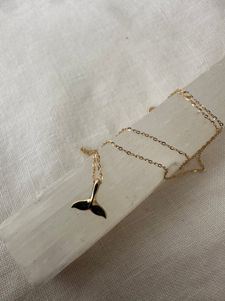 TAK :: Solid Gold Whale Tail Necklace and Charm