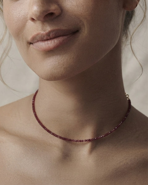 TAK :: Faceted Garnet Bead Necklace