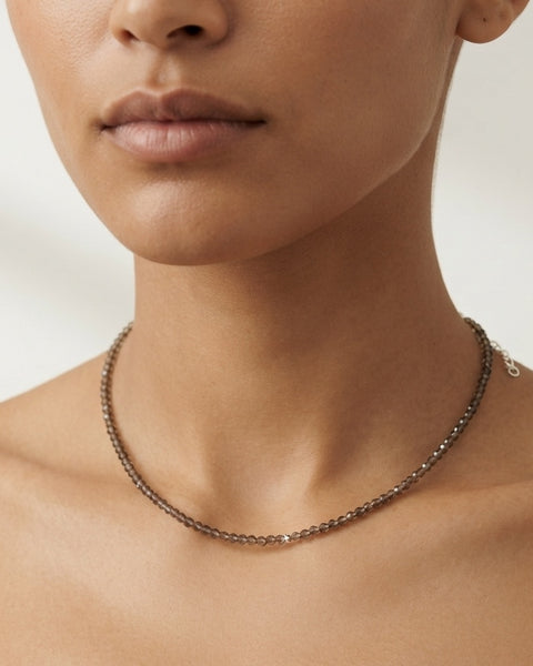 TAK :: Smokey Beige Japanese Glass Bead Necklace
