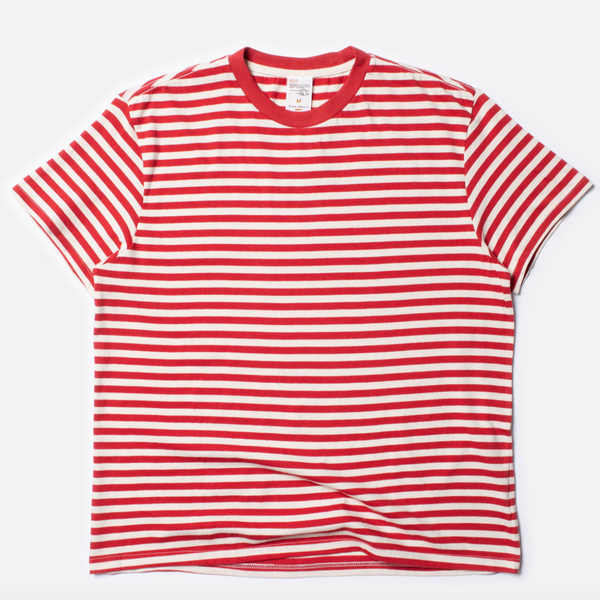 Nudie Jeans Co :: Leffe 90s Stripe Tee - Offwhite/Red