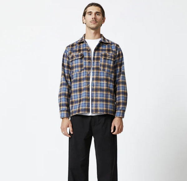 Mr Simple :: Nomad Long Sleeve Shirt - Blue/Brown