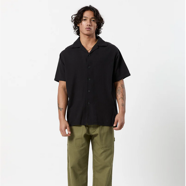 Mr Simple :: Waffle Short Sleeve Shirt - Black