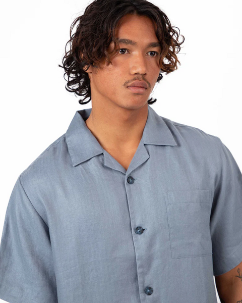 Mr Simple :: Shore Cuban SS Shirt - Slate Blue