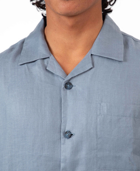 Mr Simple :: Shore Cuban SS Shirt - Slate Blue
