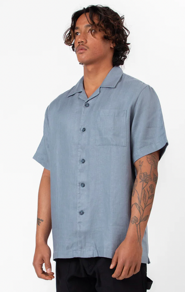 Mr Simple :: Shore Cuban SS Shirt - Slate Blue