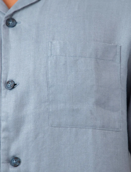 Mr Simple :: Shore Cuban SS Shirt - Slate Blue