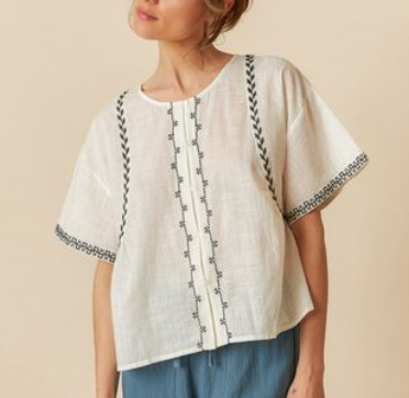 Indi and Cold :: Embroidered Trapeze Shirt - 245