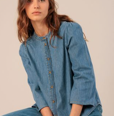 Indi and Cold :: Mao Collar Denim Shirt - 118