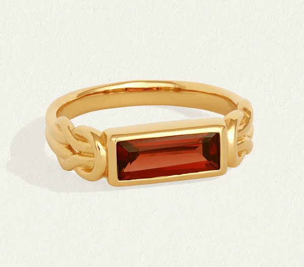 Temple of the Sun :: Airla Solitaire Ring Garnet Gold