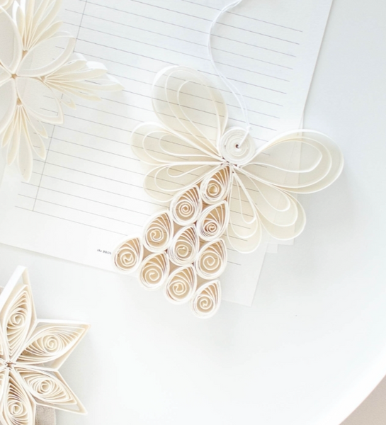 Nordic Room :: Quilling Angel Paper Hanging Ornament Off White H11.5cm