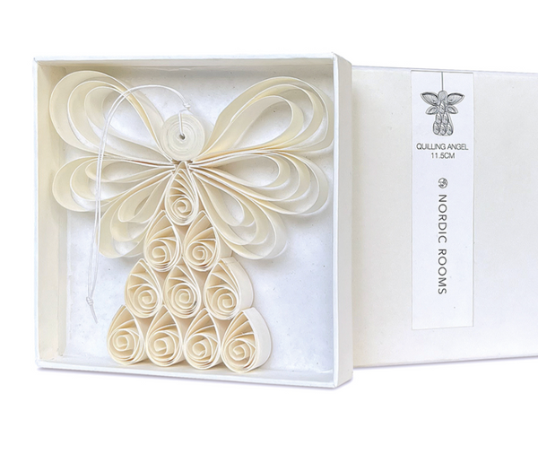 Nordic Room :: Quilling Angel Paper Hanging Ornament Off White H11.5cm