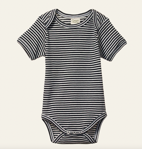 Nature Baby :: Short Sleeve Body suit - Navy Stripe