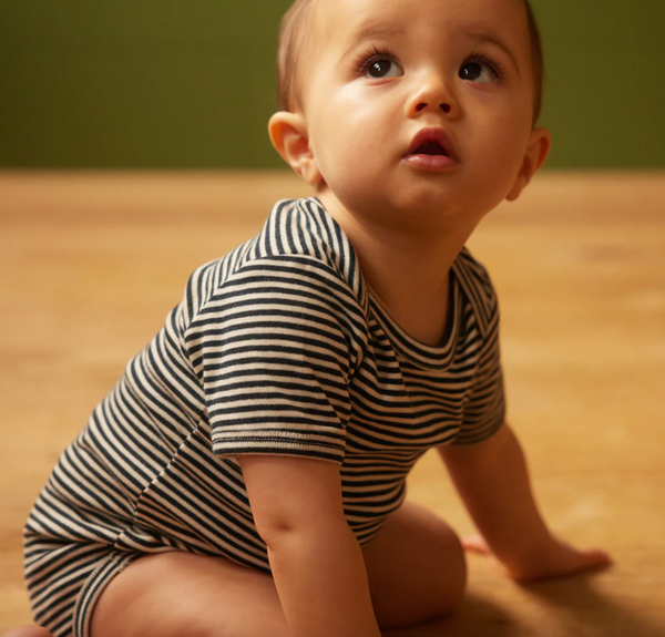 Nature Baby :: Short Sleeve Body suit - Navy Stripe