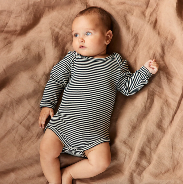 Nature Baby :: Long Sleeve Bodysuit - Navy Stripe
