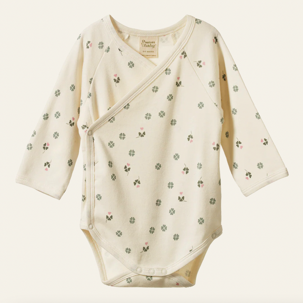 Nature Baby :: Long Sleeve Kimono Bodysuit - Lucky Print