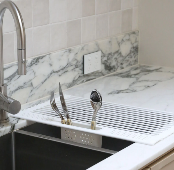 Designstuff :: Folding Dish Rack with Cutlery Holder