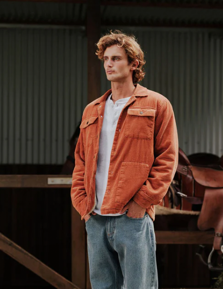 Mr Simple :: Stockyard Sherpa Cord Jacket - Brick