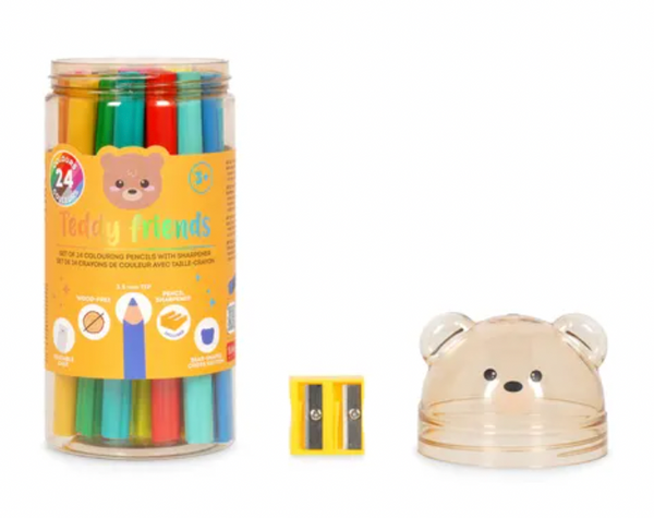 Legami :: Set of 24 Colour Pencils with Sharpener - Teddy Friends