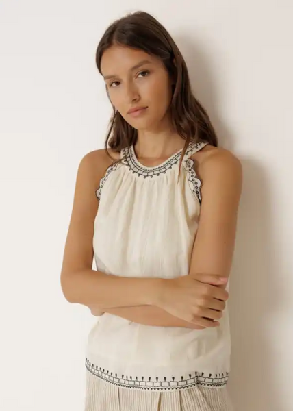 Indi and Cold :: Contrast Embroidery Top - 187