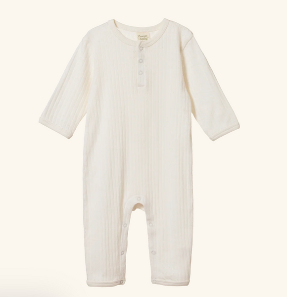 Nature Baby :: Henley Pyjama Suit Pointelle