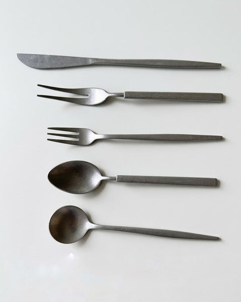 TAK :: Brushed Stainless Steel Petite Serving Fork and Spoon and Knife