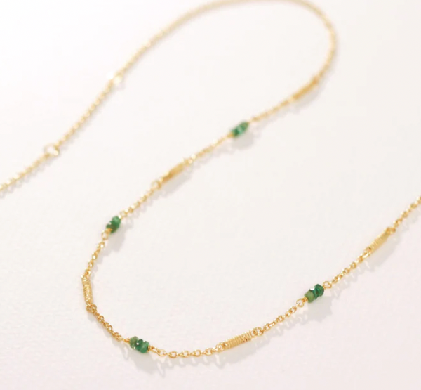 Temple of the Sun :: Quinn Emerald Necklace Gold
