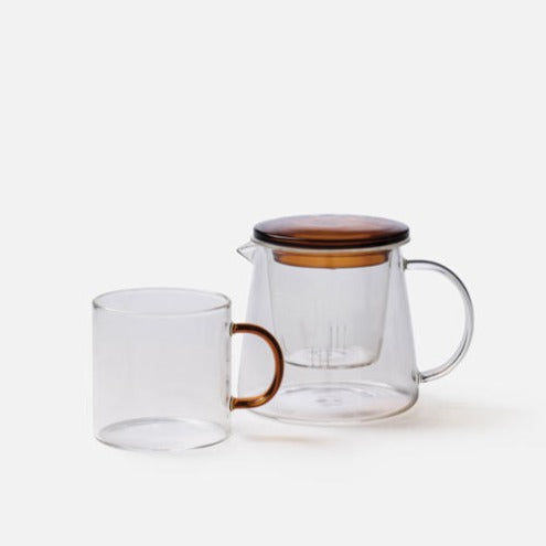 Citta Glass Clear + Amber Handle Mug