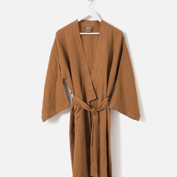 Citta Women's Linen Dressing Gown :: Toast
